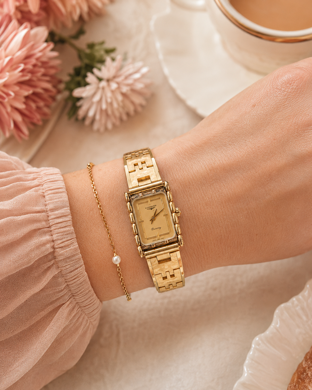 Longines — złocony zegarek kwarcowy